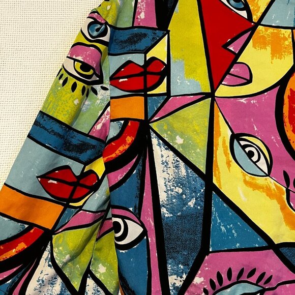 Anthropologie Live 4 Truth Bright Artsy retro cropped Tie Front Blouse 90s Large - Picture 8 of 9